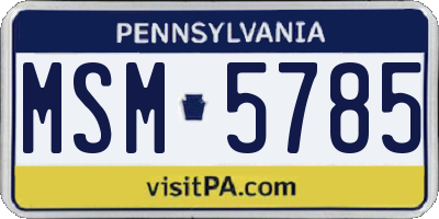 PA license plate MSM5785