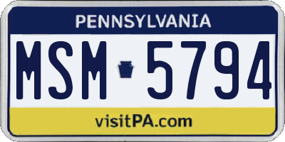 PA license plate MSM5794