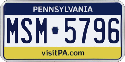 PA license plate MSM5796