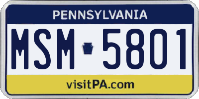 PA license plate MSM5801