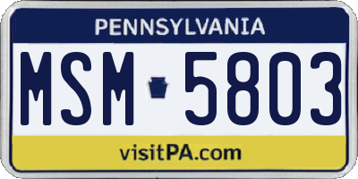 PA license plate MSM5803