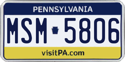 PA license plate MSM5806