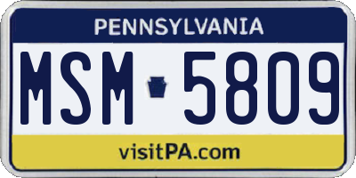PA license plate MSM5809