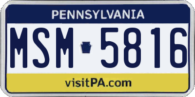 PA license plate MSM5816