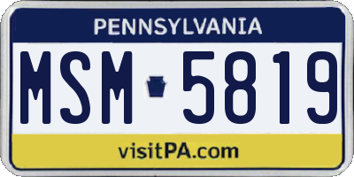 PA license plate MSM5819