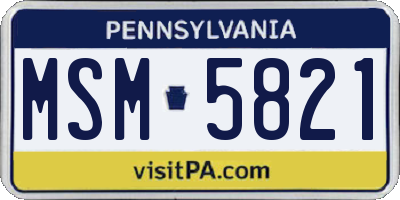 PA license plate MSM5821