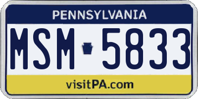 PA license plate MSM5833