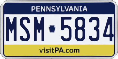 PA license plate MSM5834