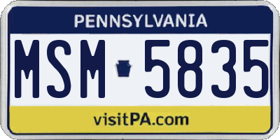 PA license plate MSM5835