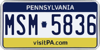PA license plate MSM5836