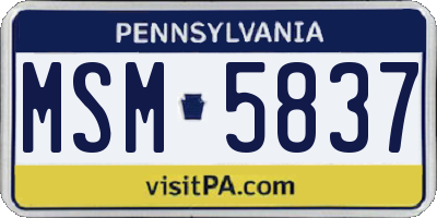 PA license plate MSM5837