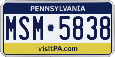 PA license plate MSM5838