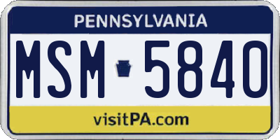 PA license plate MSM5840
