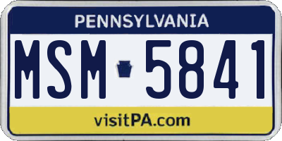 PA license plate MSM5841