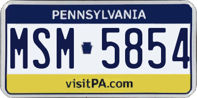 PA license plate MSM5854