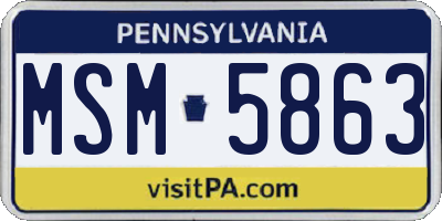 PA license plate MSM5863