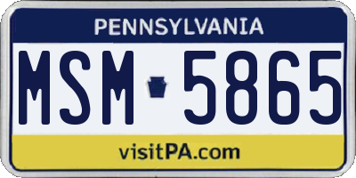 PA license plate MSM5865
