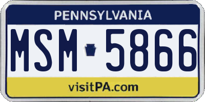 PA license plate MSM5866