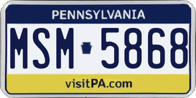 PA license plate MSM5868