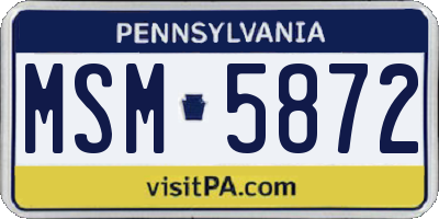 PA license plate MSM5872