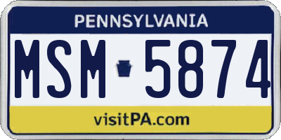 PA license plate MSM5874