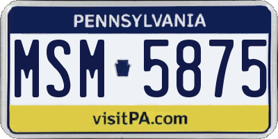 PA license plate MSM5875