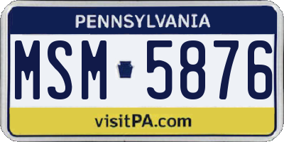 PA license plate MSM5876