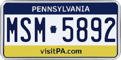 PA license plate MSM5892