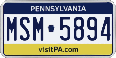 PA license plate MSM5894