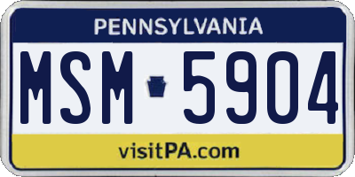 PA license plate MSM5904