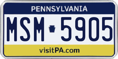 PA license plate MSM5905