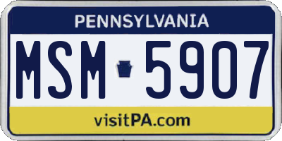 PA license plate MSM5907