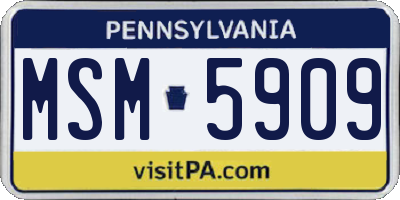 PA license plate MSM5909
