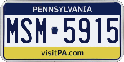 PA license plate MSM5915