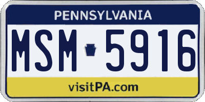 PA license plate MSM5916