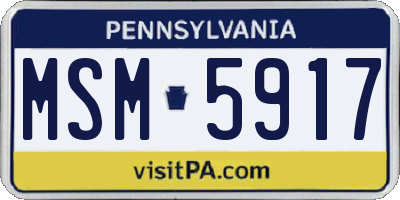 PA license plate MSM5917