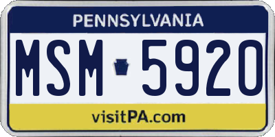 PA license plate MSM5920