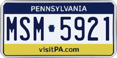 PA license plate MSM5921