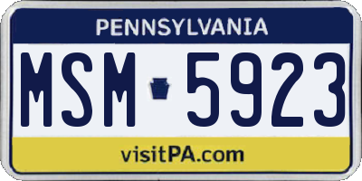 PA license plate MSM5923