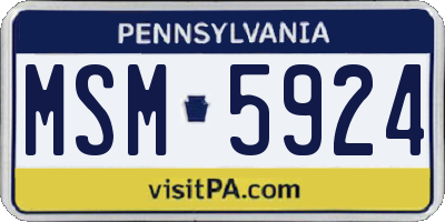 PA license plate MSM5924