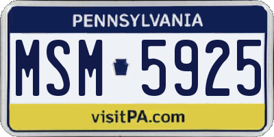 PA license plate MSM5925