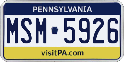 PA license plate MSM5926