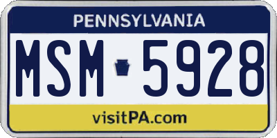 PA license plate MSM5928