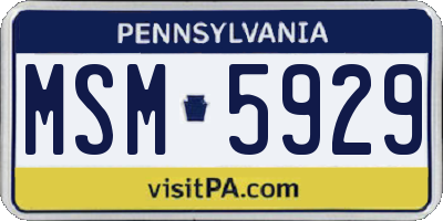 PA license plate MSM5929