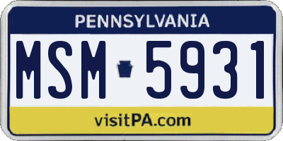 PA license plate MSM5931
