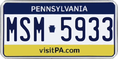PA license plate MSM5933