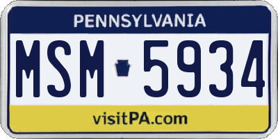 PA license plate MSM5934