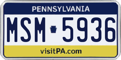 PA license plate MSM5936