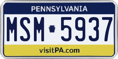 PA license plate MSM5937