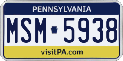 PA license plate MSM5938